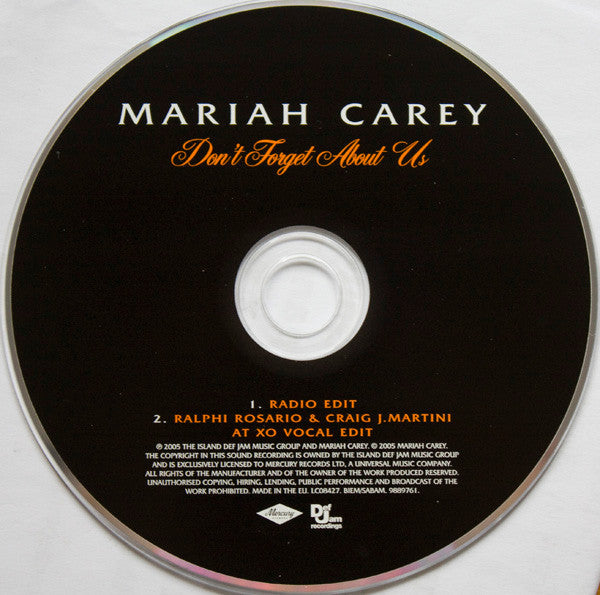 Mariah Carey : Don't Forget About Us  (CD, Single)