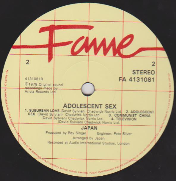 Japan : Adolescent Sex (LP, Album, RE)