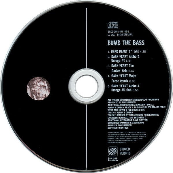 Bomb The Bass Featuring Spikey T : Darkheart (CD, Single, CD1)