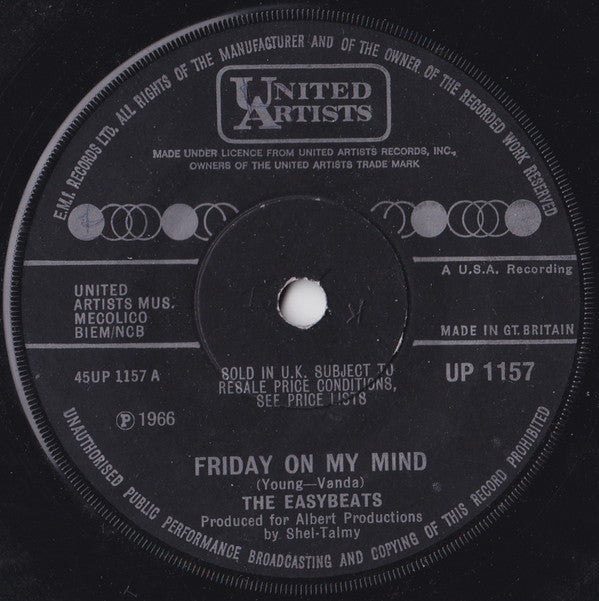 The Easybeats : Friday On My Mind (7", Single, Sol)