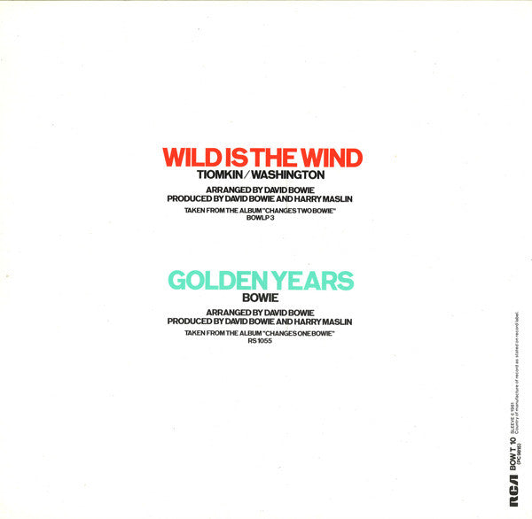 David Bowie : Wild Is The Wind (12", Single)