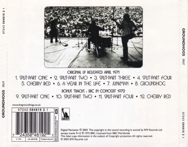 Groundhogs* : Split (CD, Album, RE, RM)