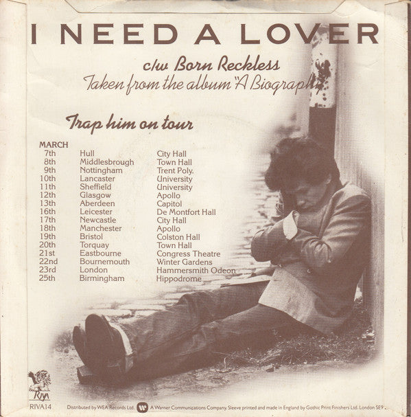 John Cougar Mellencamp : I Need A Lover (7", Single)