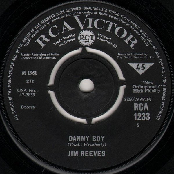 Jim Reeves : The Blizzard / Danny Boy (7", Single)