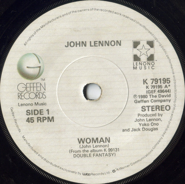 John Lennon : Woman (7", Single, WEA)