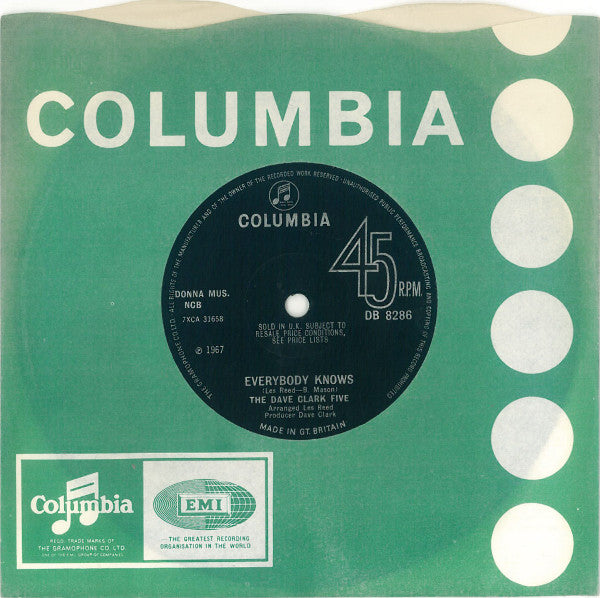 The Dave Clark Five : Everybody Knows  (7", Single, Sol)