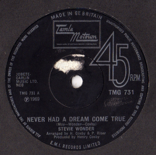 Stevie Wonder : Never Had A Dream Come True (7", Single, Sol)