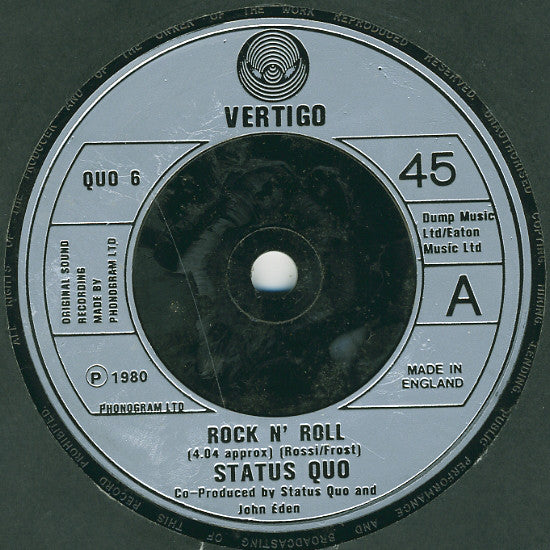 Status Quo : Rock N' Roll (7", Single, Com)