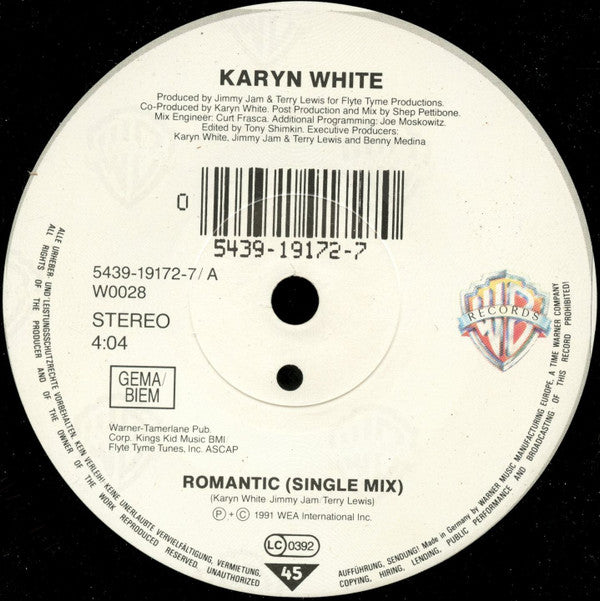 Karyn White : Romantic (7", Single)