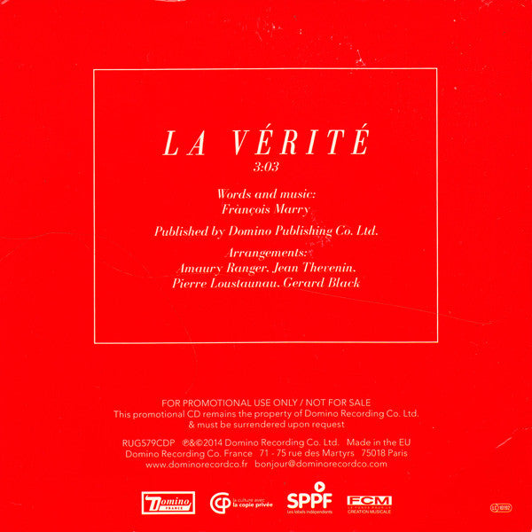 Frànçois And The Atlas Mountains : La Vérité (CD, Single, Promo)