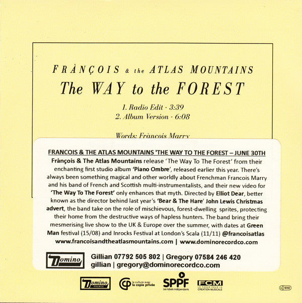 Frànçois And The Atlas Mountains : The Way To The Forest (CD, Single, Promo)