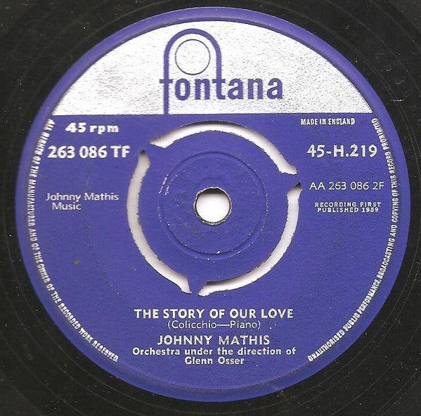 Johnny Mathis : Misty / The Story Of Our Love (7", 3-p)