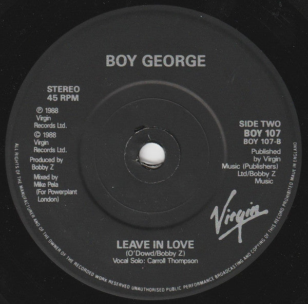 Boy George : Don't Cry (7", Single)