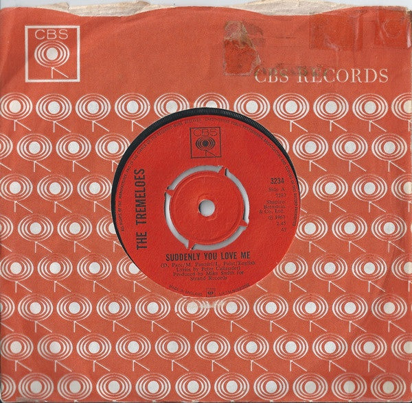 The Tremeloes : Suddenly You Love Me / As You Are (7", Single)