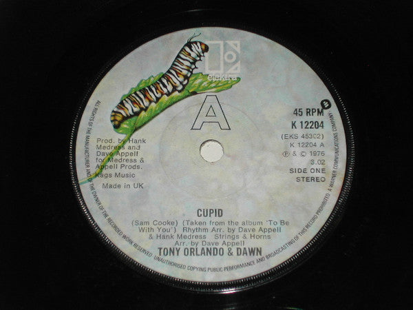 Tony Orlando & Dawn : Cupid / You're Growin' On Me (7", Sol)