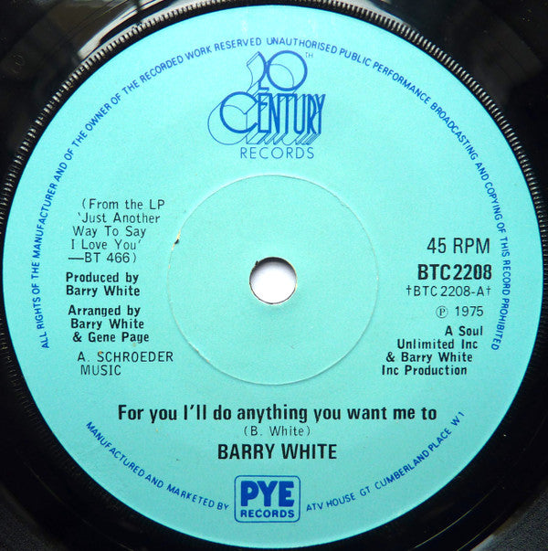 Barry White : For You I'll Do Anything You Want Me To (7", Single, Sol)