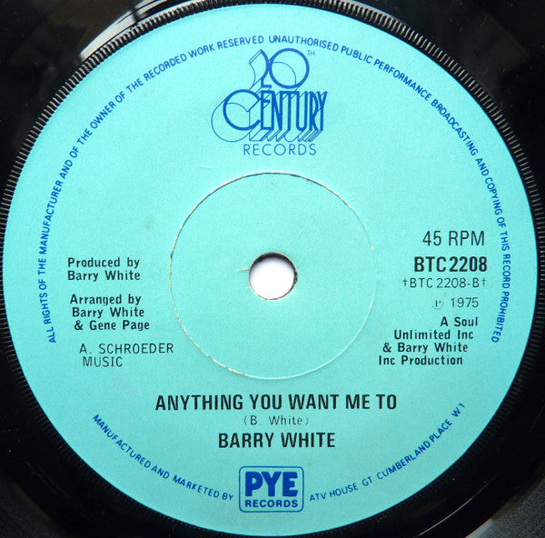 Barry White : For You I'll Do Anything You Want Me To (7", Single, Sol)