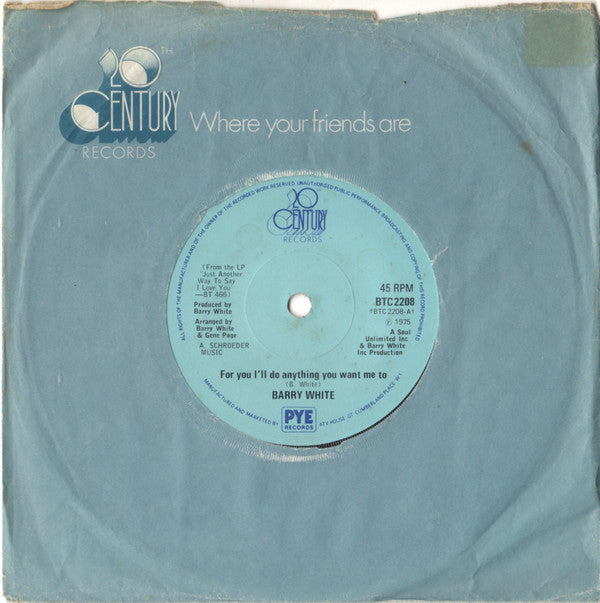 Barry White : For You I'll Do Anything You Want Me To (7", Single, Sol)