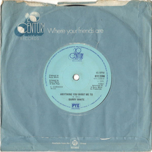 Barry White : For You I'll Do Anything You Want Me To (7", Single, Sol)