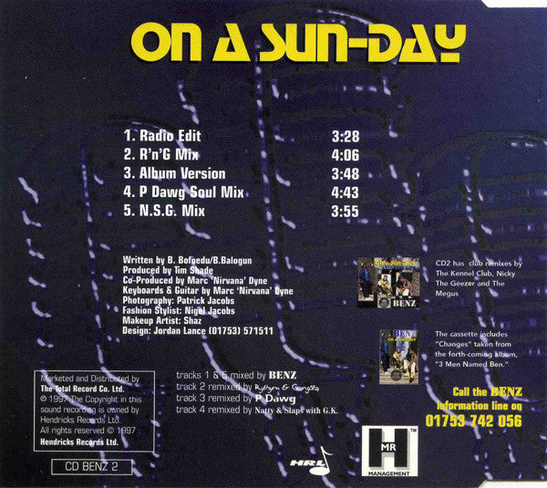 Benz : On A Sun-Day (CD, Single)