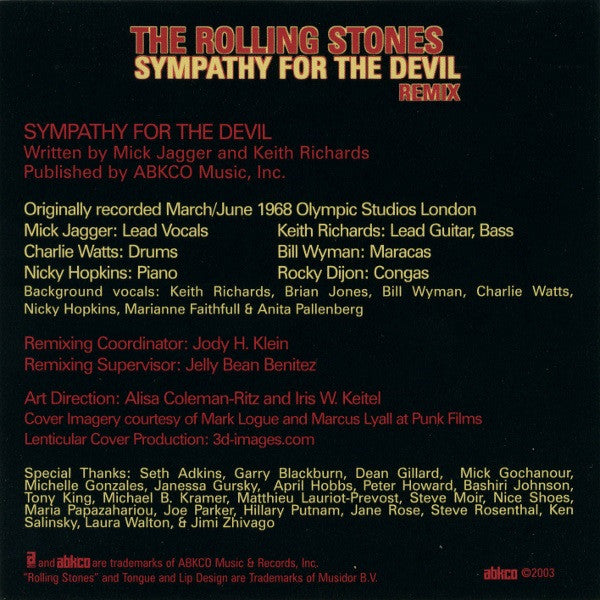 The Rolling Stones : Sympathy For The Devil Remix (CD, Single, Enh)