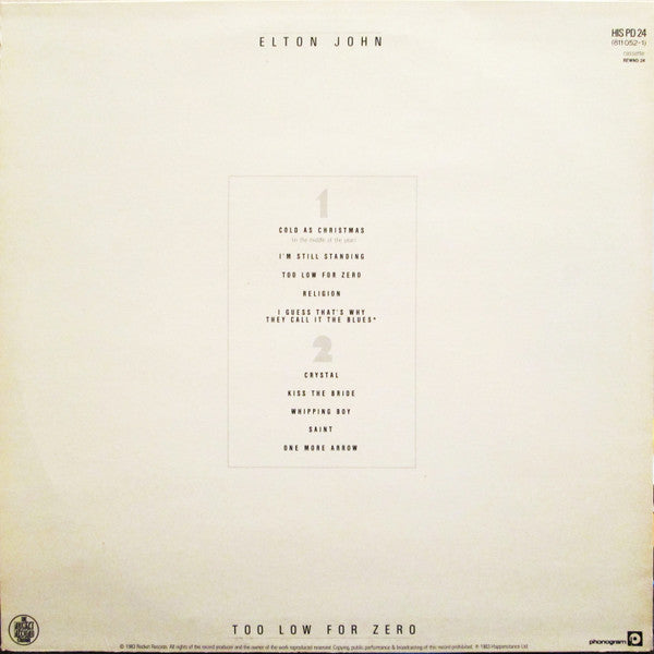 Elton John : Too Low For Zero (LP, Album, Non)