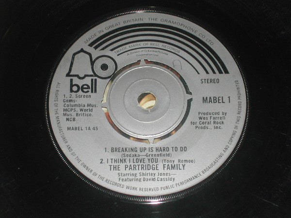 The Partridge Family Starring Shirley Jones (2) Featuring David Cassidy : Breaking Up Is Hard To Do (7", Maxi, 4-P)