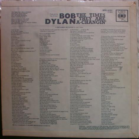 Bob Dylan : The Times They Are A-Changin' (LP, Album, Mono, RP)