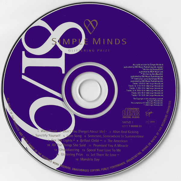 Simple Minds : Glittering Prize (81/92) (CD, Comp, RM, DAD)