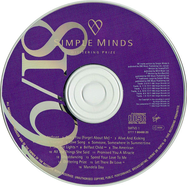 Simple Minds : Glittering Prize 81/92 (CD, Comp, RM)