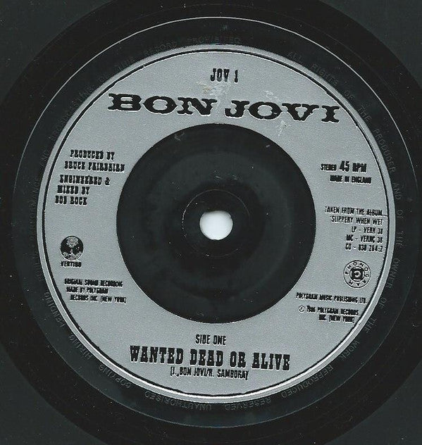 Bon Jovi : Wanted Dead Or Alive (7", Single, Sil)