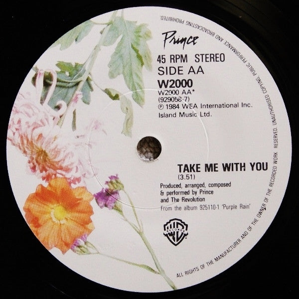 Prince And The Revolution : Let's Go Crazy / Take Me With U (7", Single, Pap)