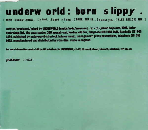 Underworld : Born Slippy .NUXX (Short) (CD, Single, RE, CD2)