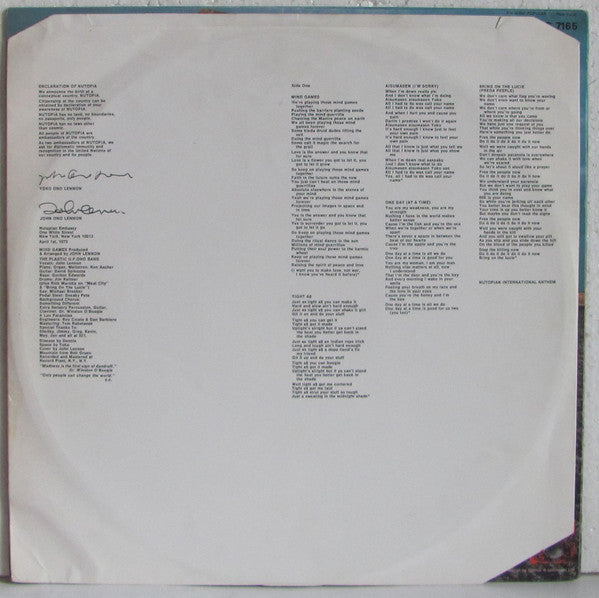 John Lennon : Mind Games (LP, Album, RE)