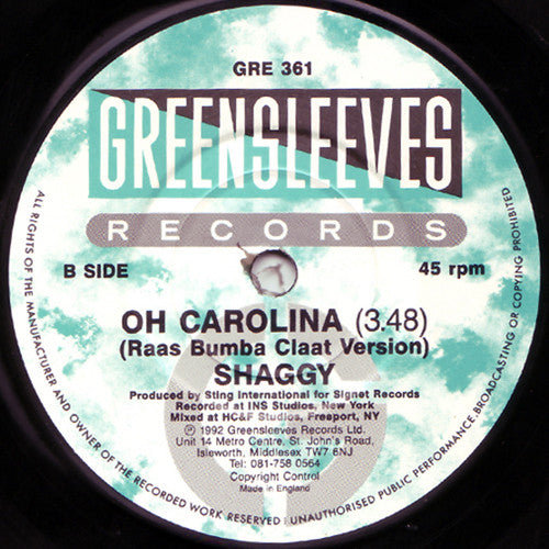 Shaggy : Oh Carolina (7", Single, Pic)