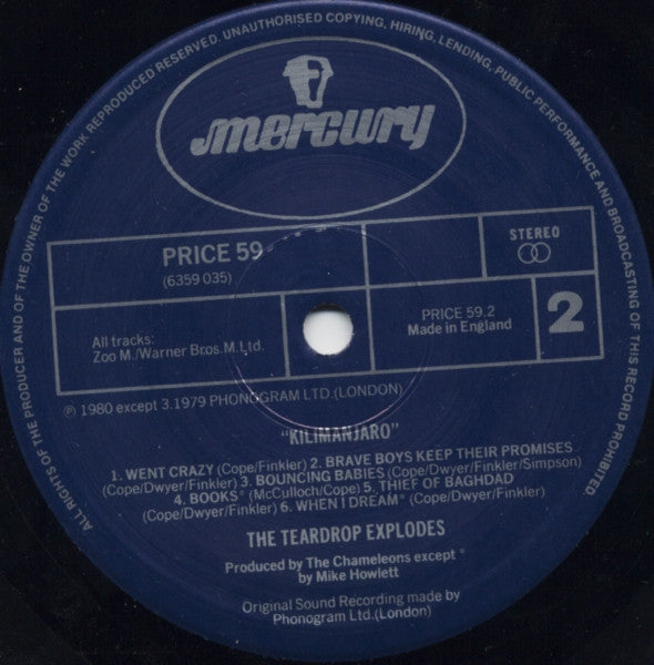 The Teardrop Explodes : Kilimanjaro (LP, Album, RE)
