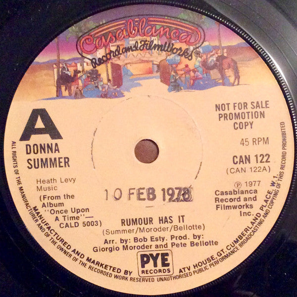 Donna Summer : Rumour Has It (7", Single, Promo)