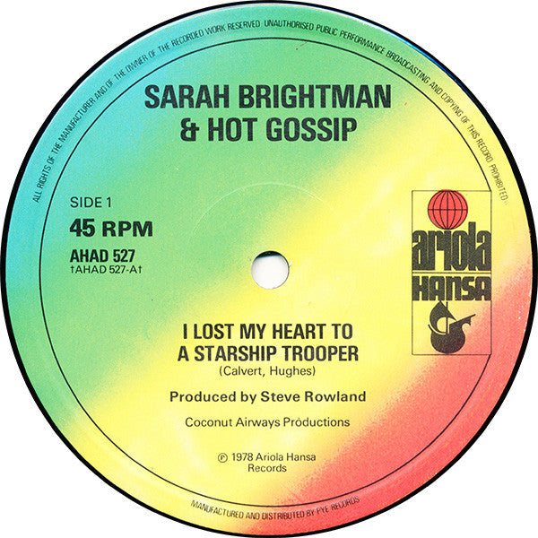 Sarah Brightman & Hot Gossip : I Lost My Heart To A Starship Trooper (12", Single, Ltd)