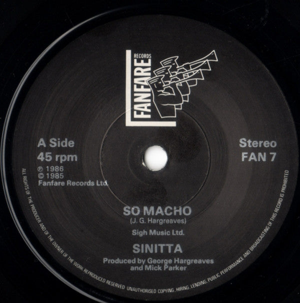 Sinitta : So Macho! (7", Single, Pap)