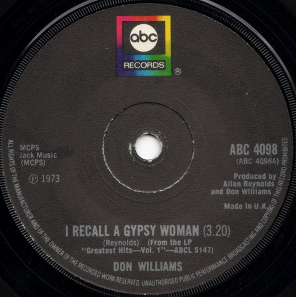 Don Williams (2) : I Recall A Gypsy Woman (7")