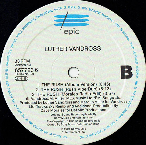 Luther Vandross : The Rush (12", Single)