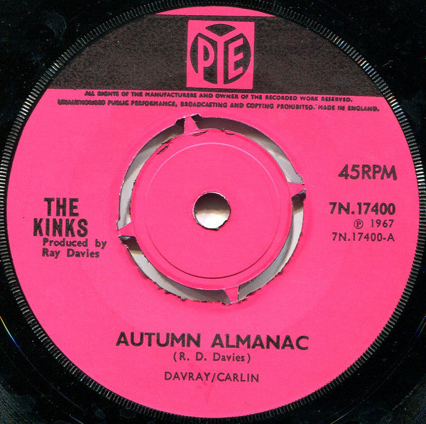 The Kinks : Autumn Almanac (7", Single, Kno)