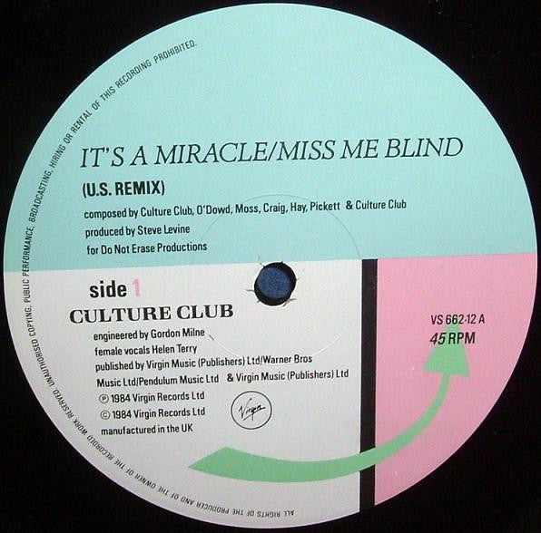 Culture Club : It's A Miracle / Miss Me Blind (12", Single)