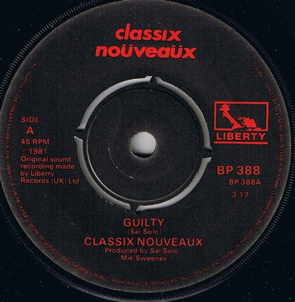 Classix Noüveaüx* : Guilty (7", Single)