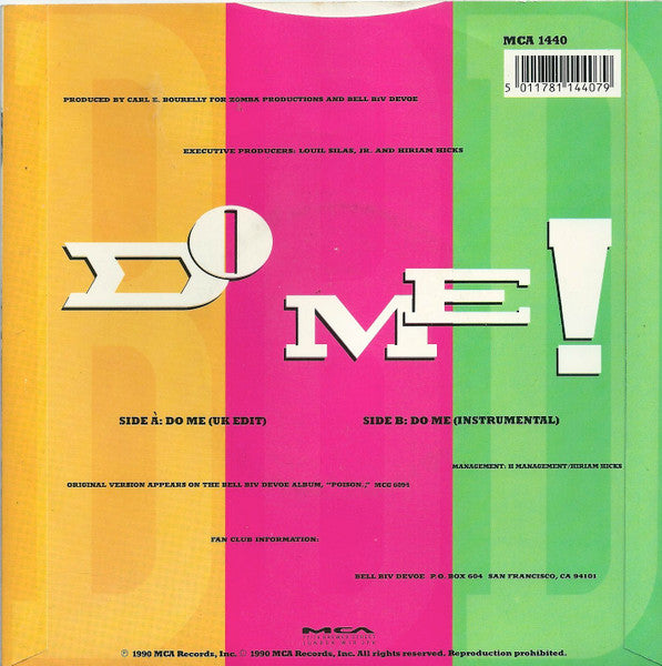 Bell Biv Devoe : Do Me! (7", Single, Pap)