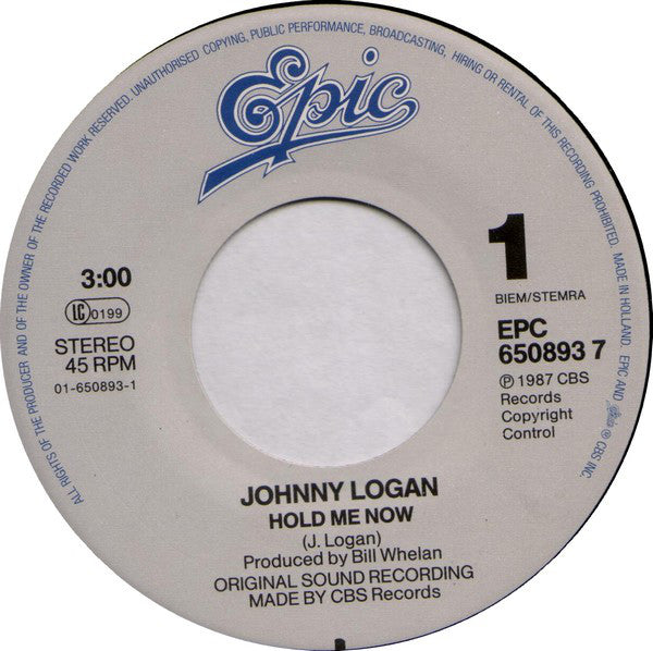 Johnny Logan : Hold Me Now (7", Single)