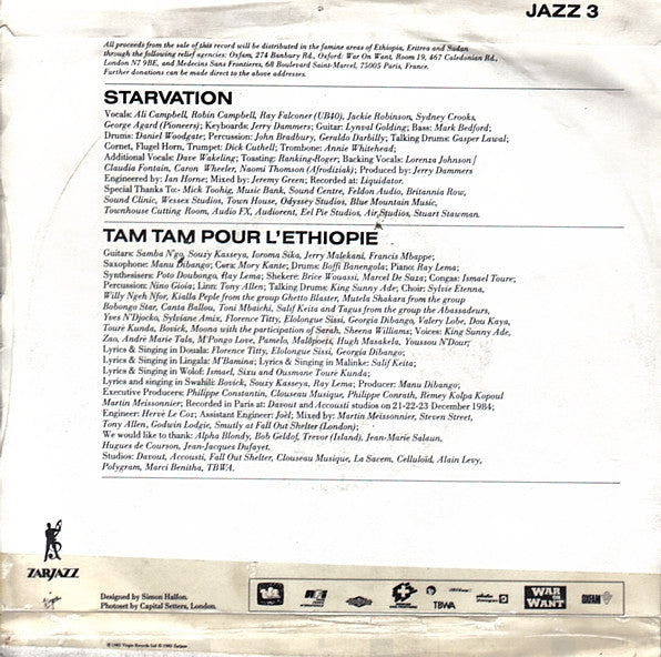 Starvation / Tam Tam Pour L'Éthiopie : Starvation / Tam Tam Pour L'Éthiopie (7", Single)