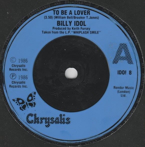 Billy Idol : To Be A Lover (7", Single, Blu)