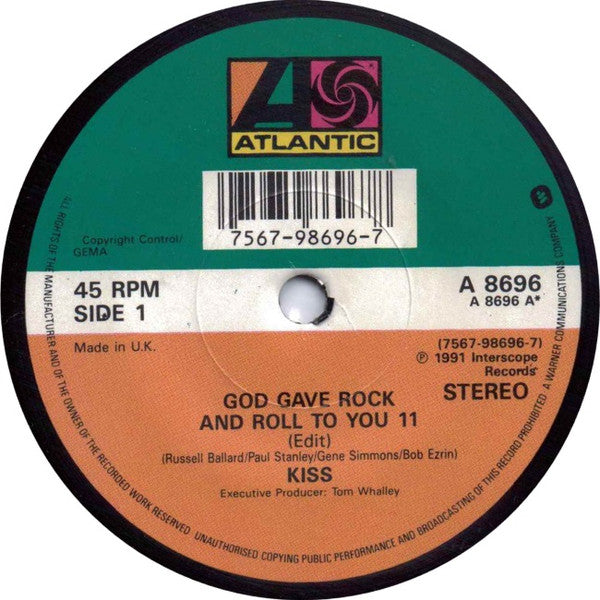 Kiss : God Gave Rock & Roll To You II (7", Single, Atl)