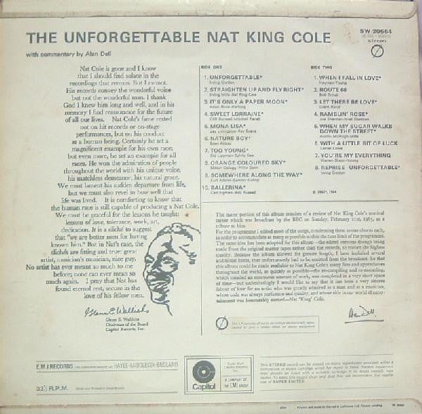 Nat King Cole : The Unforgettable Nat King Cole (LP, Comp, RE, RP, Com)